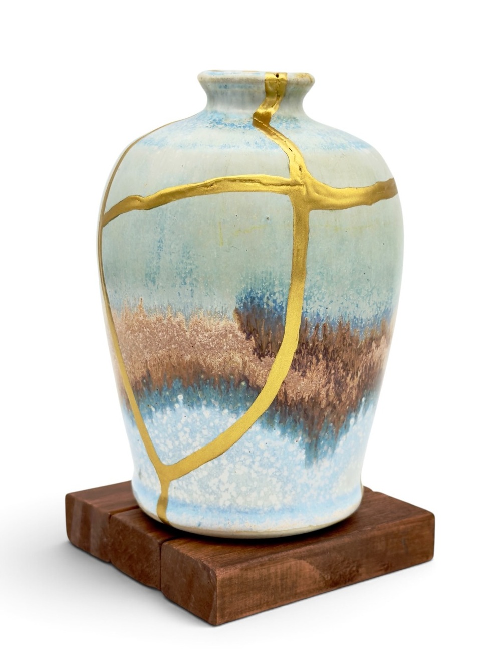 Kintsugi Vase Handmade Pottery Gold Crack Art Personal Growth Anniversary Gift